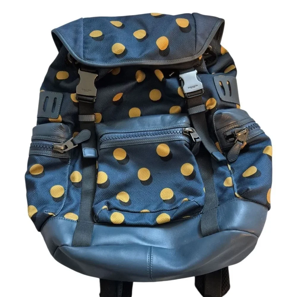 Coach Nylon Leather Trek Optical Dot Rucksack Backpack